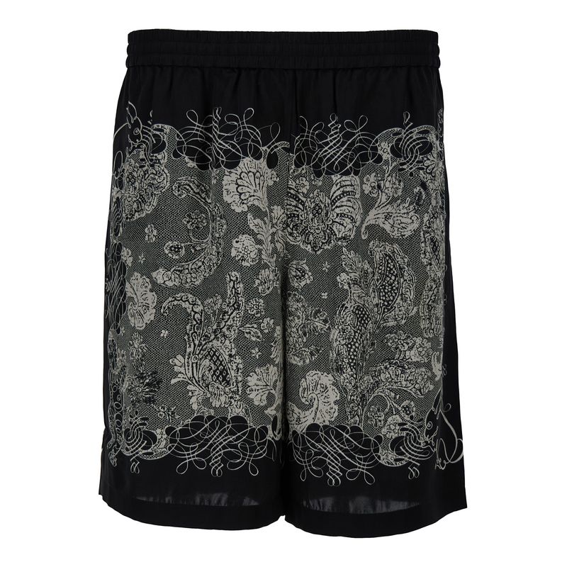 Acne Studios White & Black All-Over Graphic Print Sport Shorts In Viscose Man